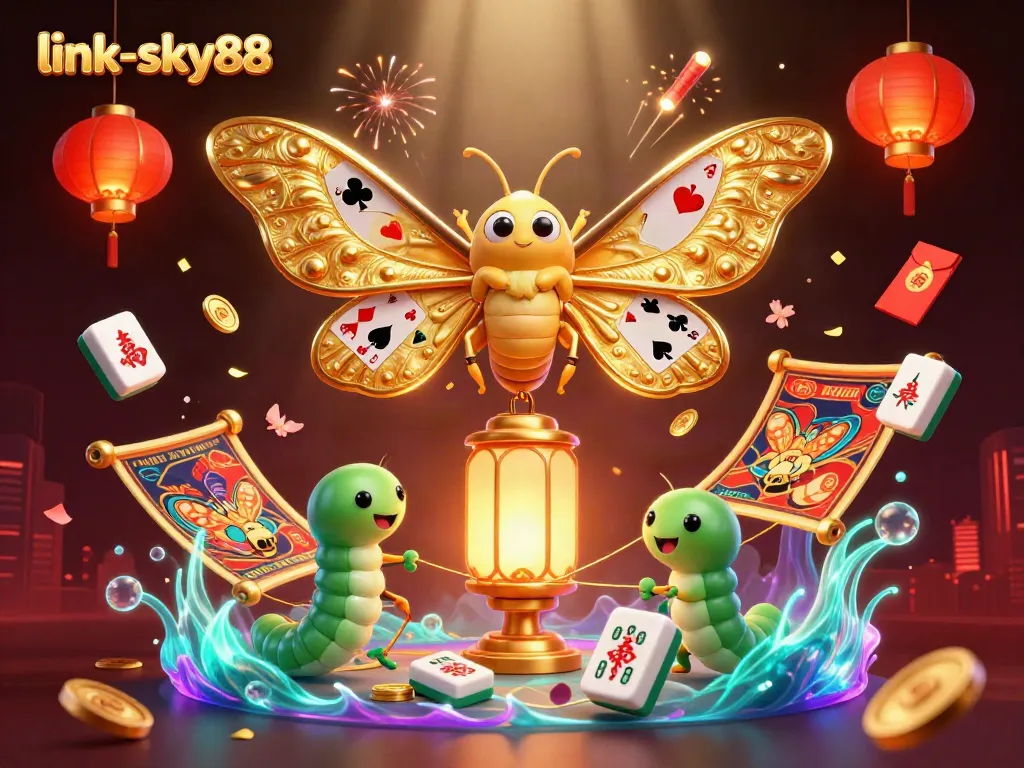 Enjoy gaming excitement at link-sky88 with vibrant casino characters and festive elements.