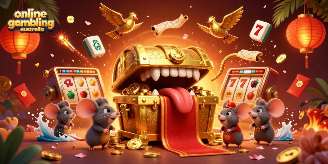 Engaging adventurous scene portraying online gambling Australia with festive casino elements.