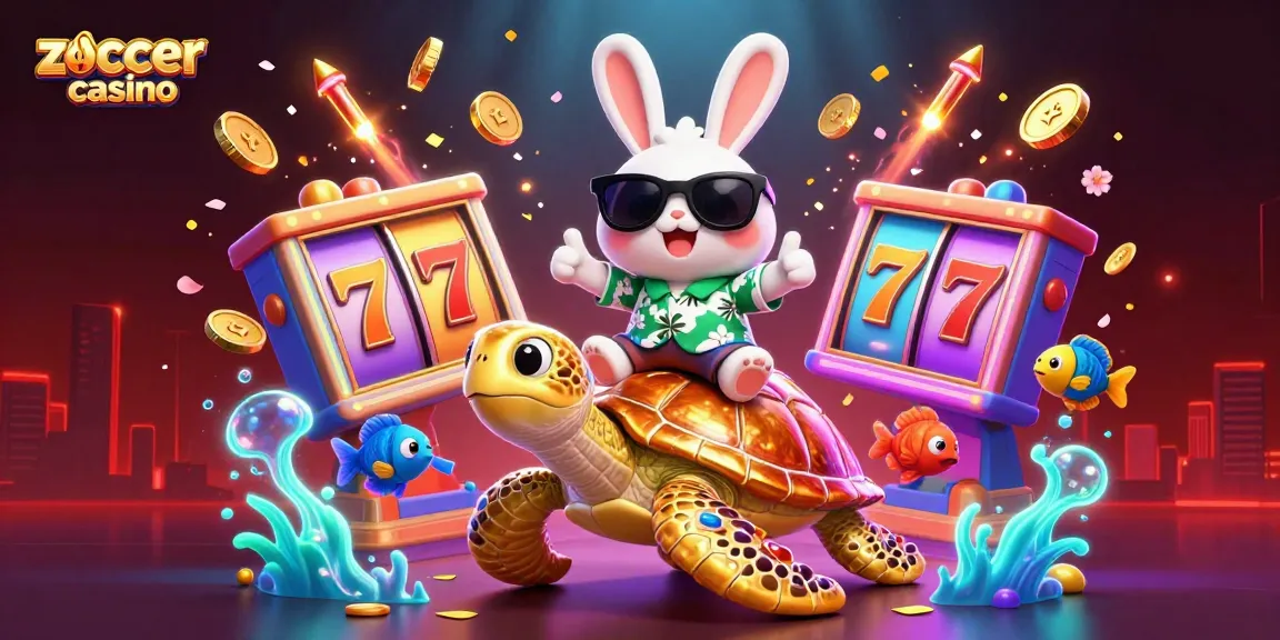 Spin the slots at zoccer casino while enjoying this vibrant underwater adventure with a lucky rabbit!